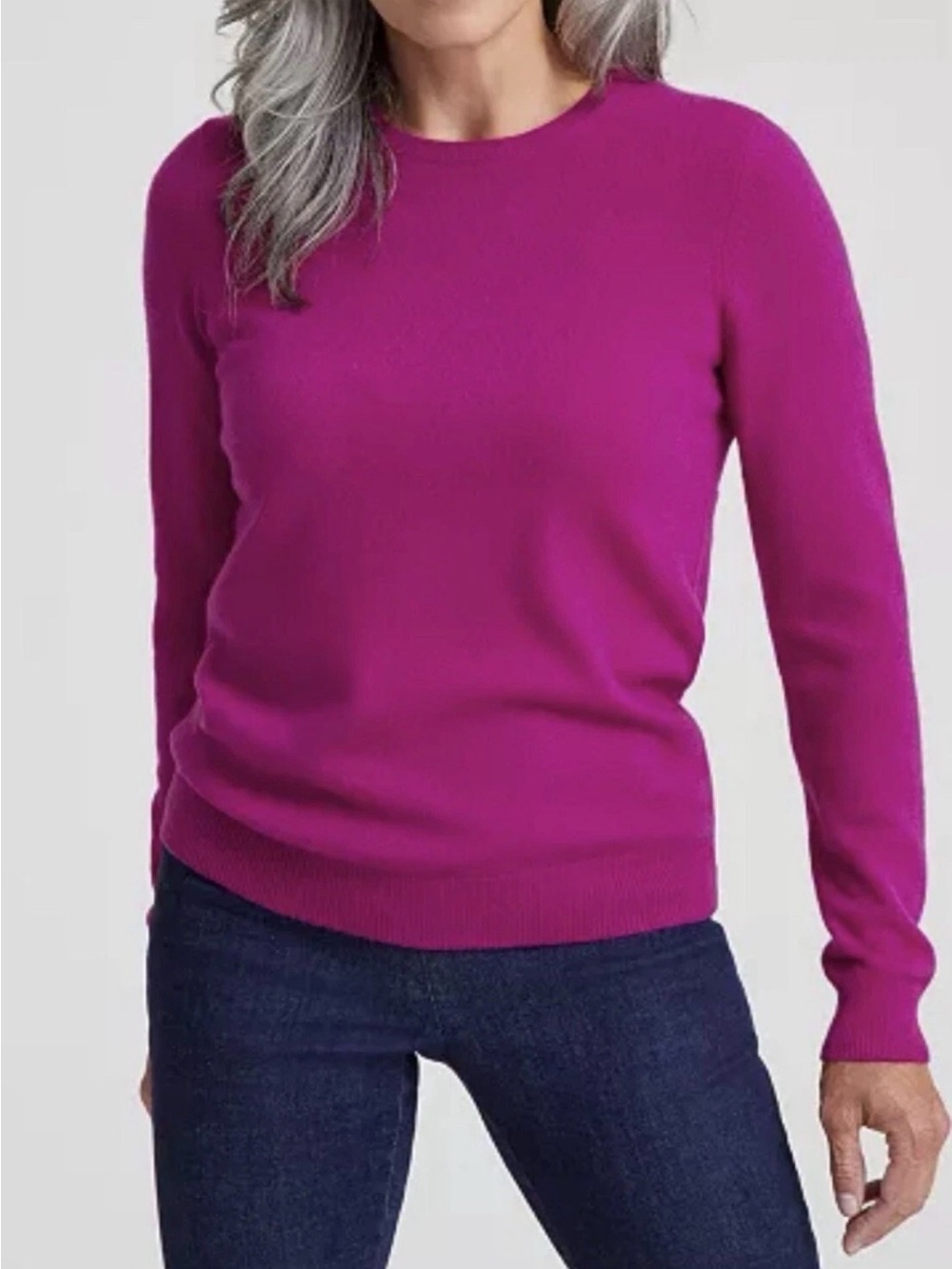 Charter Club 100% Pure Cashmere Crewneck Sweater Fuchsia Flirt Pink Sz Large